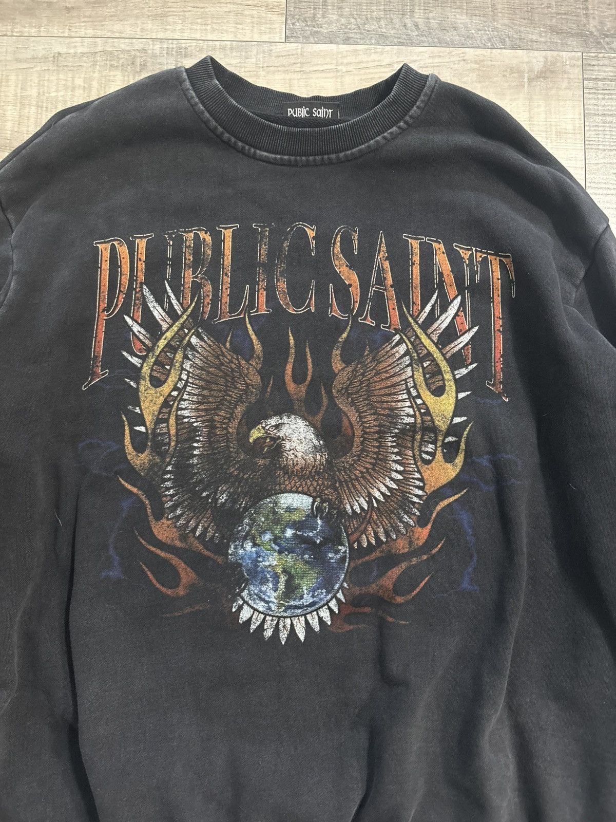 Vintage Public Saint Eagle Wash Crewneck Size US XL / EU 56 / 4 - 2 Thumbnail
