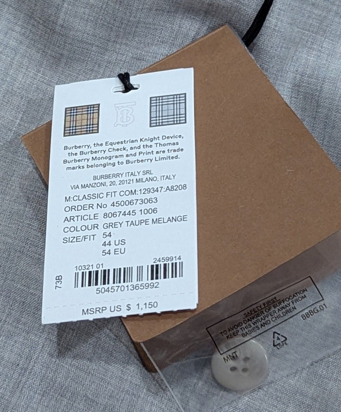 Burberry Burberry Straight Leg Wool Trousers Grey Taupe 54 US 38 Size US 38 / EU 54 - 8 Thumbnail
