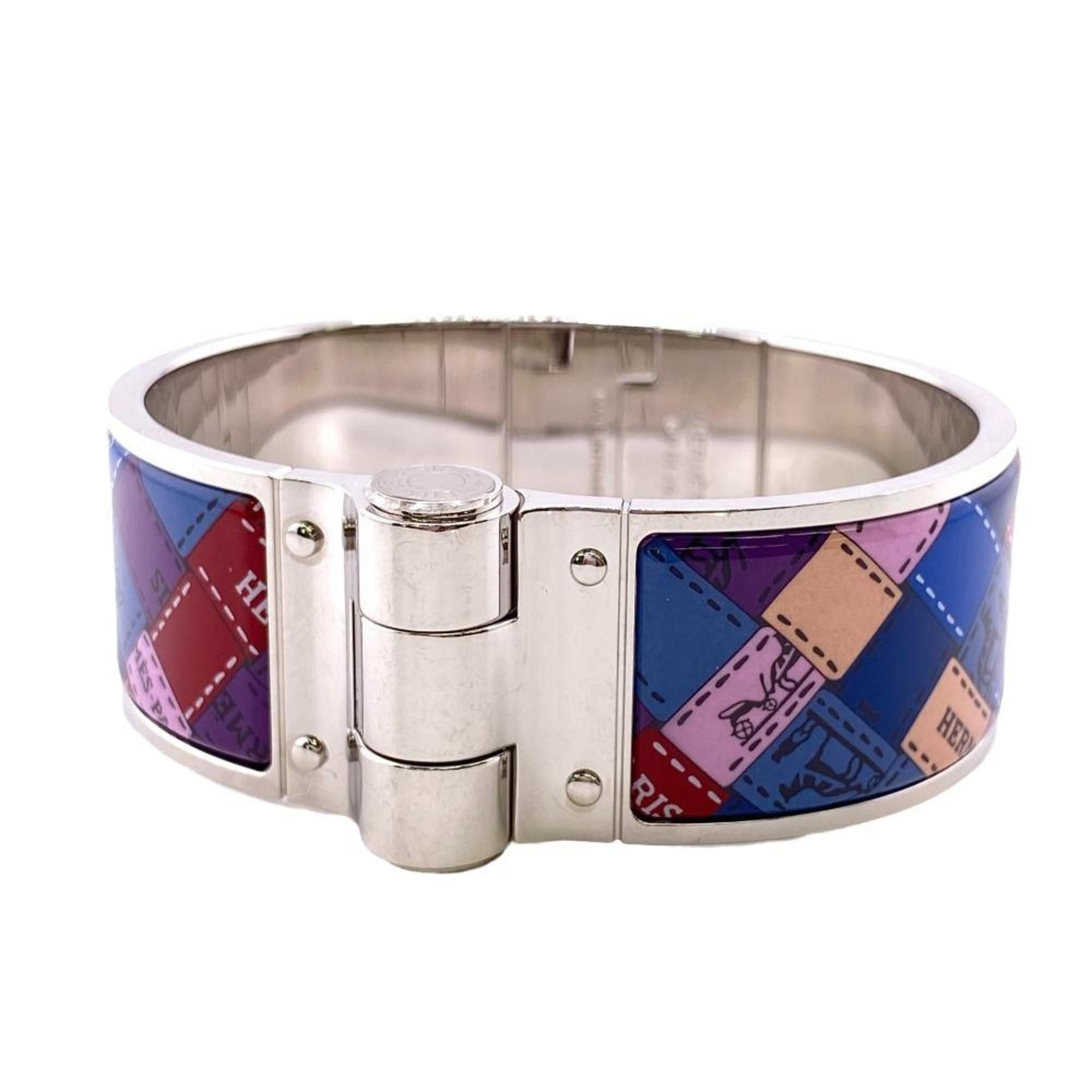 image of Hermes Charnière Gm Bangle Silver Ladies Z0005192 in Blue, Women's