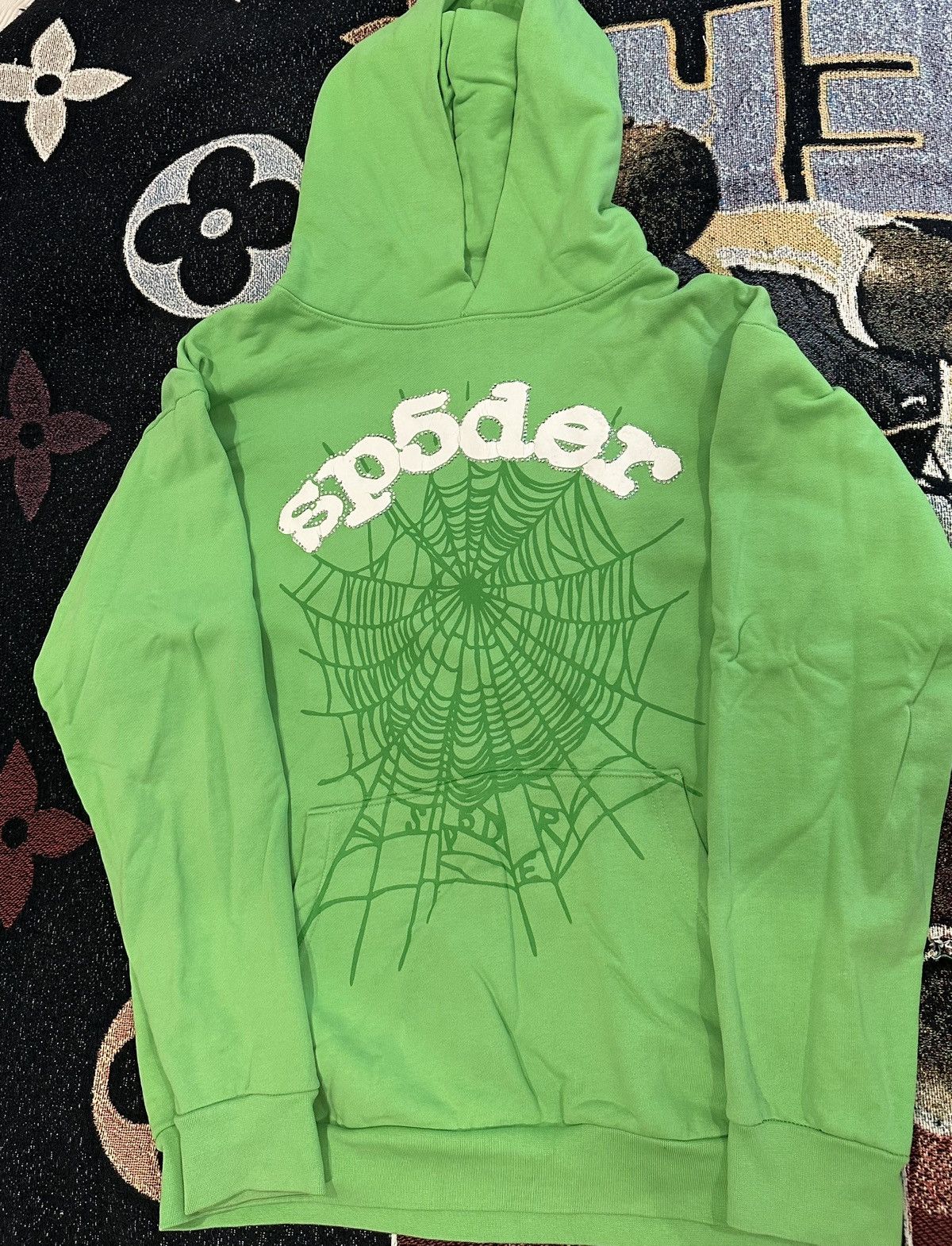 Sp5der Sp5der Slime Green Web Rhinestone Hoodie Size US XL / EU 56 / 4 - 1 Thumbnail