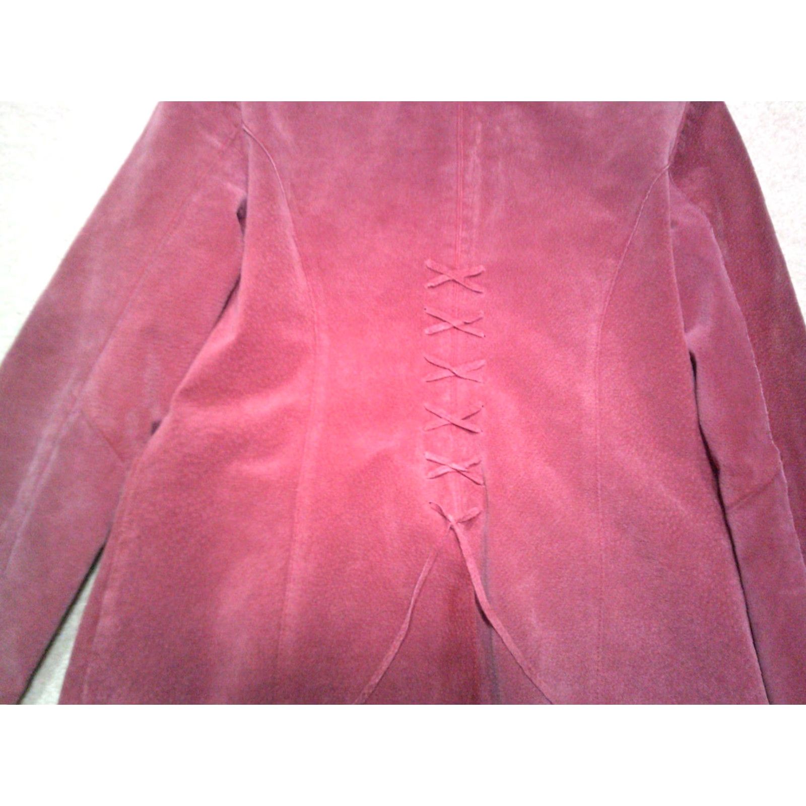 Ariat VINTAGE Aria Suede Leather Jacket Womens Small Red Bomber Jacket Short Sleeve Zip Front Pockets Regular Fit Motorcycle Style Womens Size S / US 4 / IT 40 - 7 Thumbnail