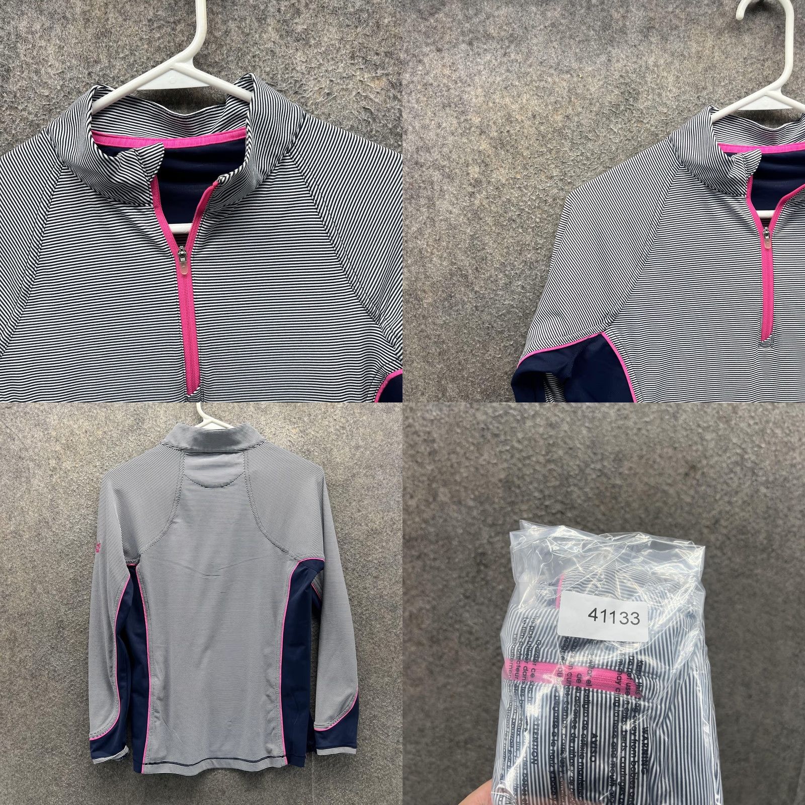 Peter Millar Peter Miller Pullover Womens Small Blue Pink Quarter Zip Striped 1/4 Zip Lightweight Athletic Casual Shirt Slim Fit Size S / US 4 / IT 40 - 8 Thumbnail