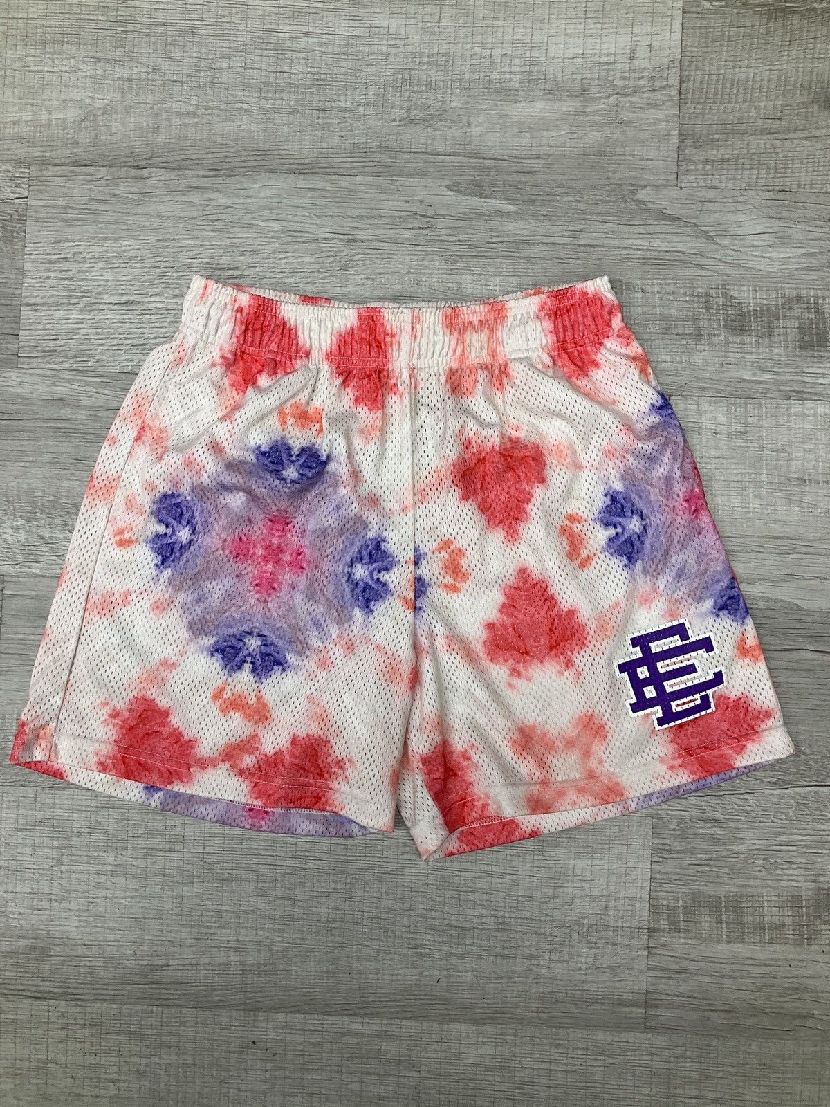 image of Eric Emanuel Ee Basic Mesh Shorts Tie Dye Purple Peach in Tie/Dye, Men's (Size 30)