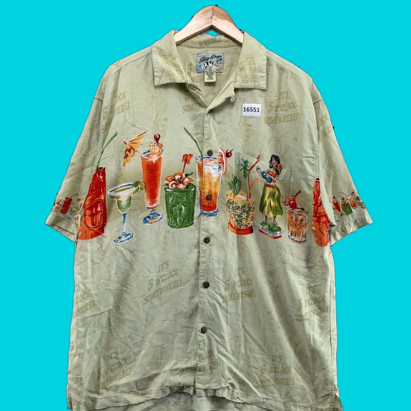 Big Dogs Big Dogs Hawaiian Shirt Men Large Yellow Rayon Button Short Sleeve Aloha Size US L / EU 52-54 / 3 - 1 Thumbnail