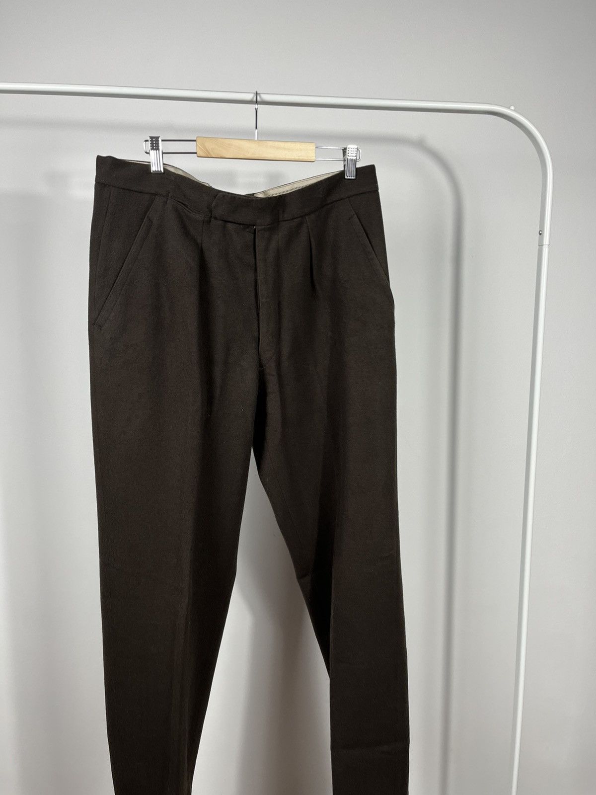 Other Vintage Wool Trousers Dark Brown High Waist Tailored Pants Size US 36 / EU 52 - 2 Thumbnail