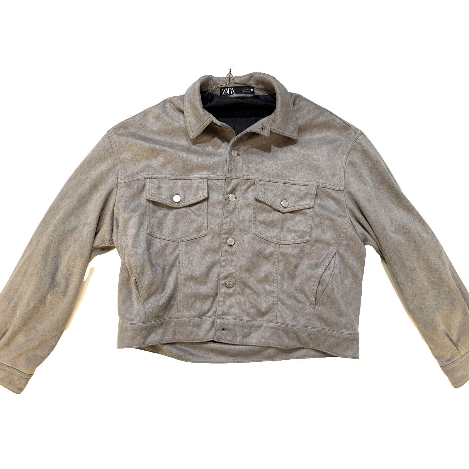 Zara Zara Jacket Mens XL Gray Suede Trucker Snap Button Size US XL / EU 56 / 4 - 4 Thumbnail