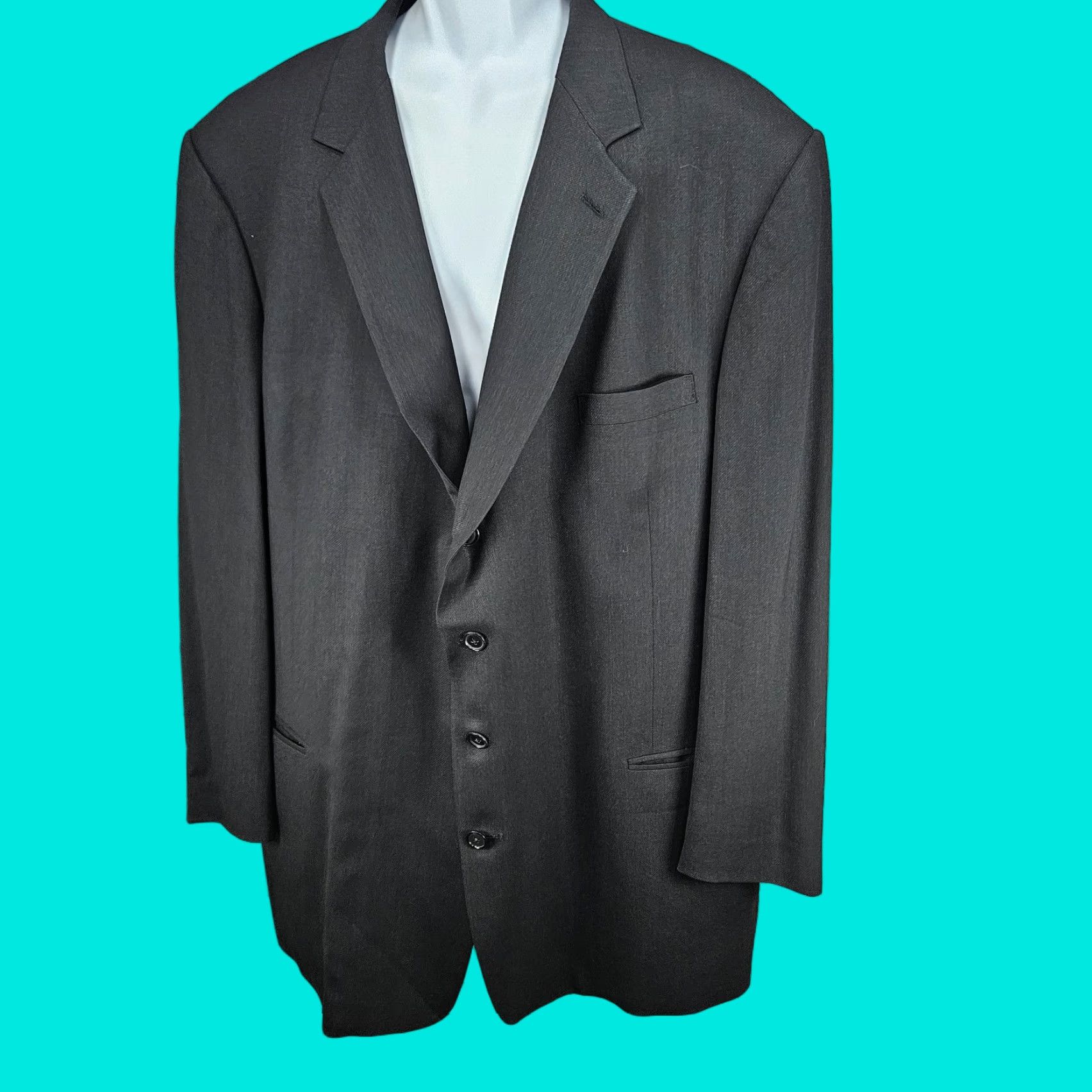 Pierre Cardin Pierre Cardin Blazer Sport Coat Notch Ventless 4 Button Wool Black 52XL Big & Tall Mens Jacket Size 52R - 1 Thumbnail