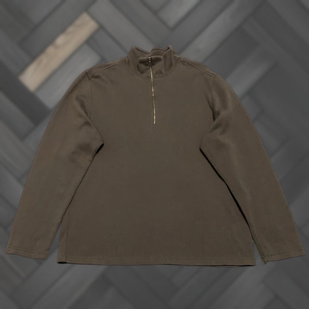 Banana Republic Banana Republic Mens XL Brown 1/4 Zip Mock Neck Long Sleeve Cotton Pullover Size US XL / EU 56 / 4 - 1 Thumbnail