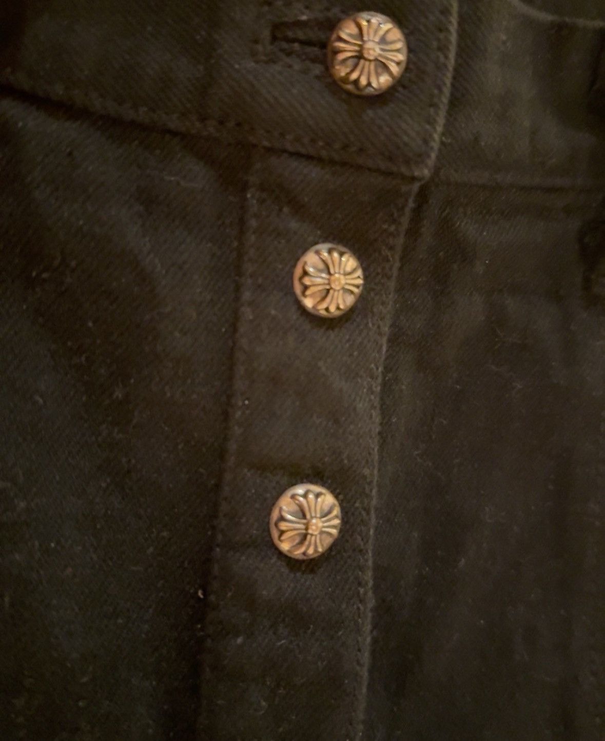Chrome Hearts Black denim silver button skirt Size 26" / US 2 / IT 38 - 3 Thumbnail