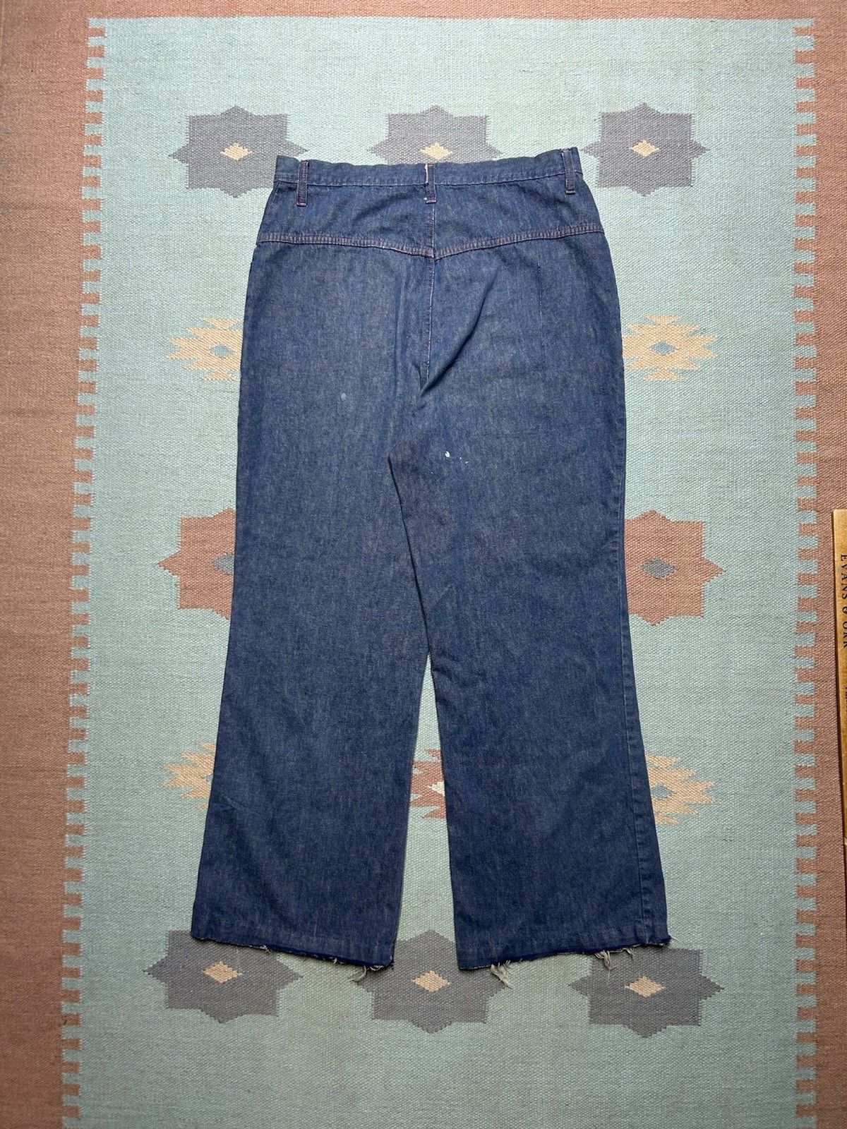 Vintage VTG 70s denim bell bottom jeans wide flare hippie dark 32x29 Size 32" / US 10 / IT 46 - 8 Thumbnail