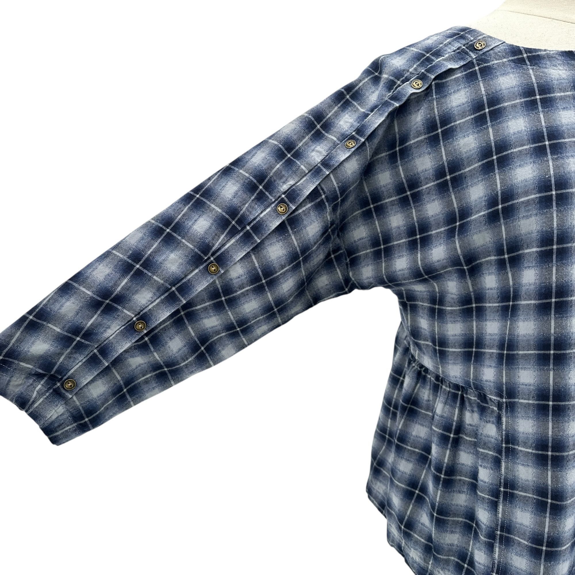 Other Wrap London Womens 8 Top Flannel Plaid Blue Button Sleeves Size M / US 6-8 / IT 42-44 - 3 Thumbnail
