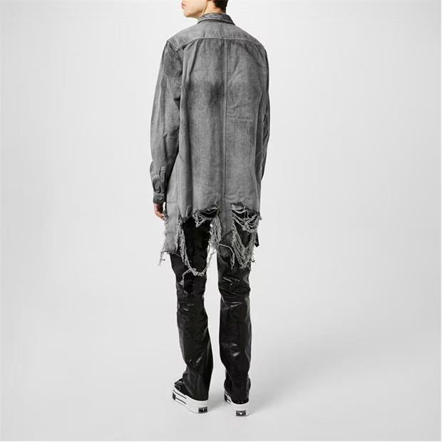 Rick Owens o1g2r1mq0624 Fringed Over shirts in Grey & Black Size US M / EU 48-50 / 2 - 5 Thumbnail