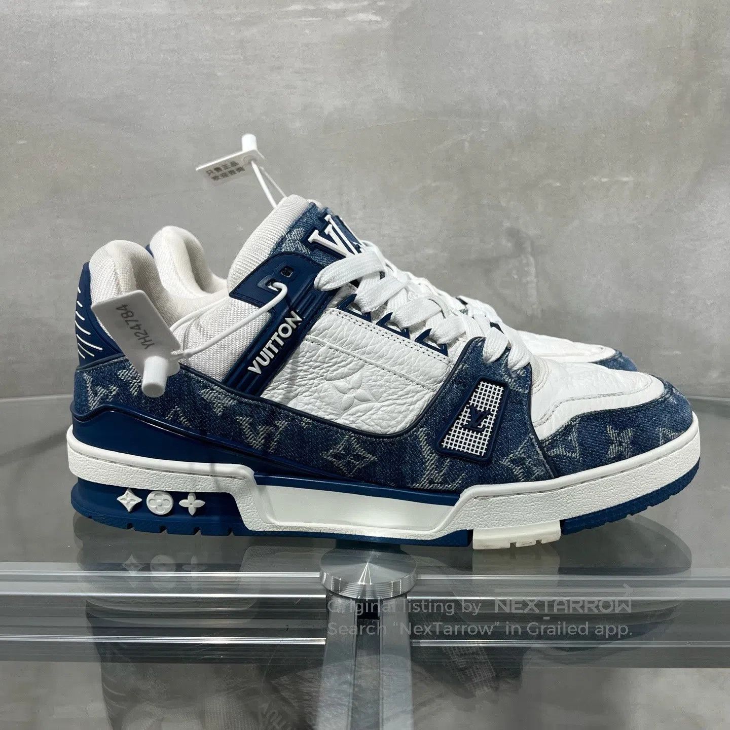 Louis Vuitton Louis Vuitton Trainer White Blue Jeans shoes Size US 7 / EU 40 - 4 Thumbnail