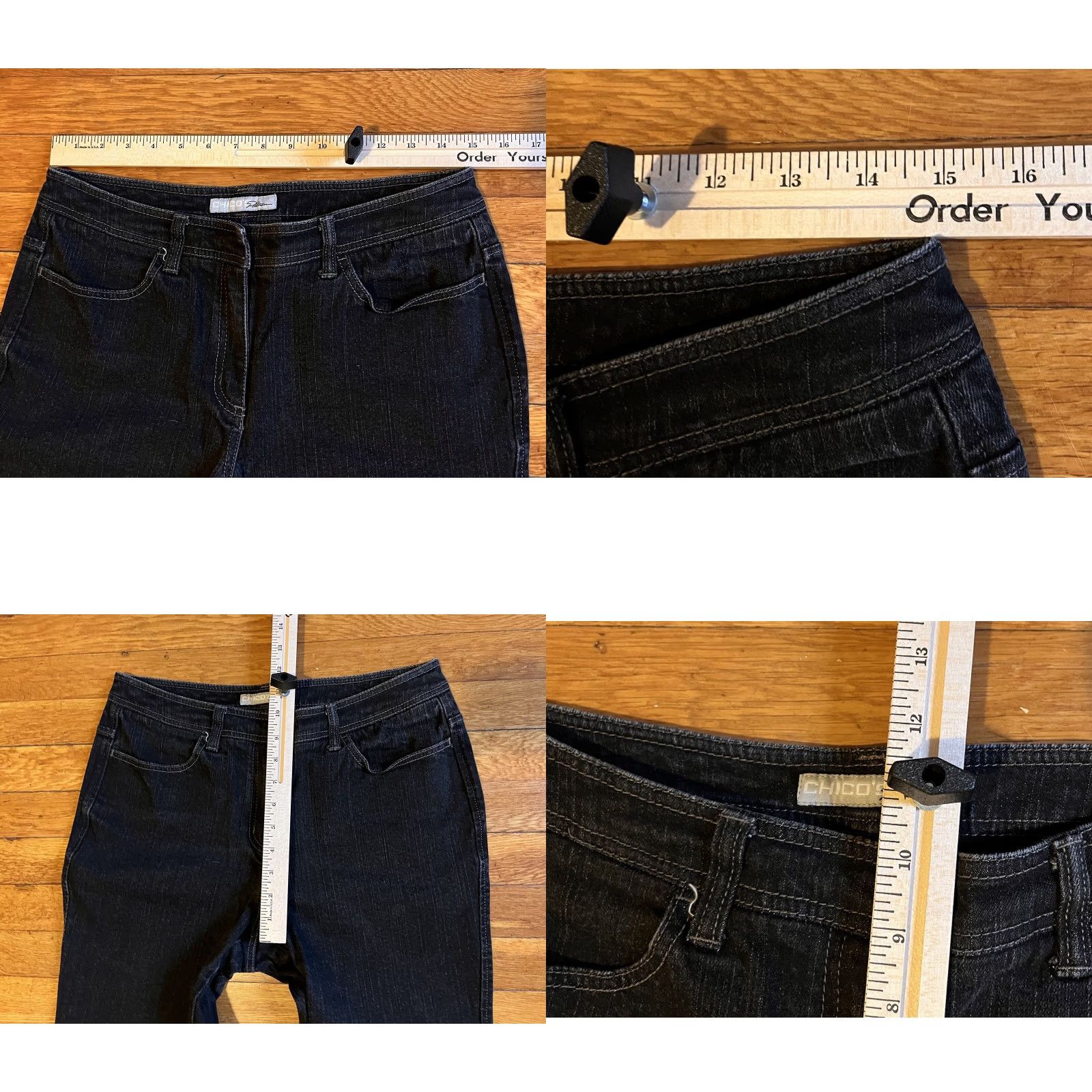 Vintage Chico's Platinum Jeans Women's 1.5 Regular Black Denim 27 Inseam 30" Waist 27" 5-Pocket Stretch Size 26" / US 2 / IT 38 - 8 Thumbnail