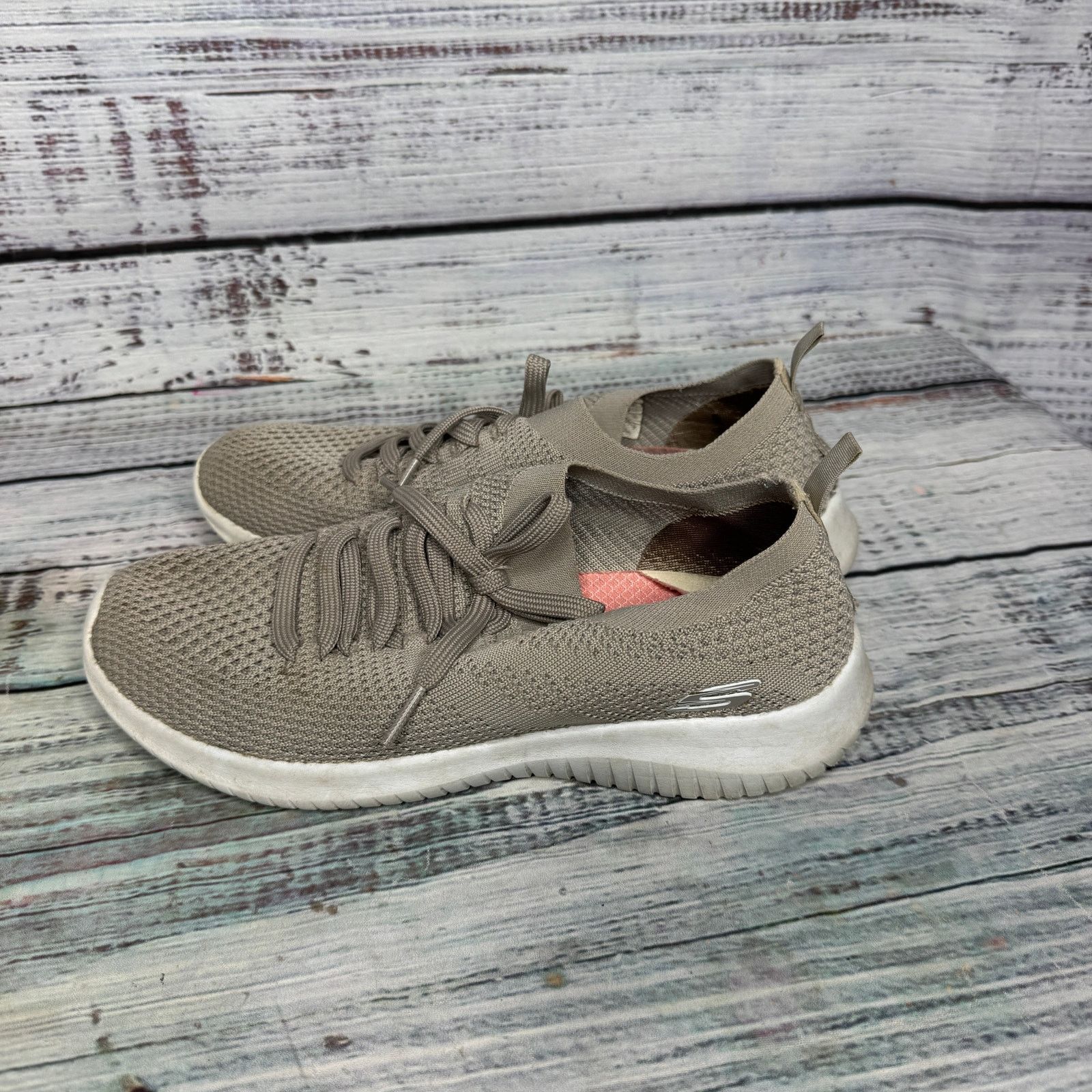 SKECHERS Skechers Ultra Flex Statement Sneakers Knit Lace-Up Taupe 8 Size US 8 / IT 38 - 2 Thumbnail