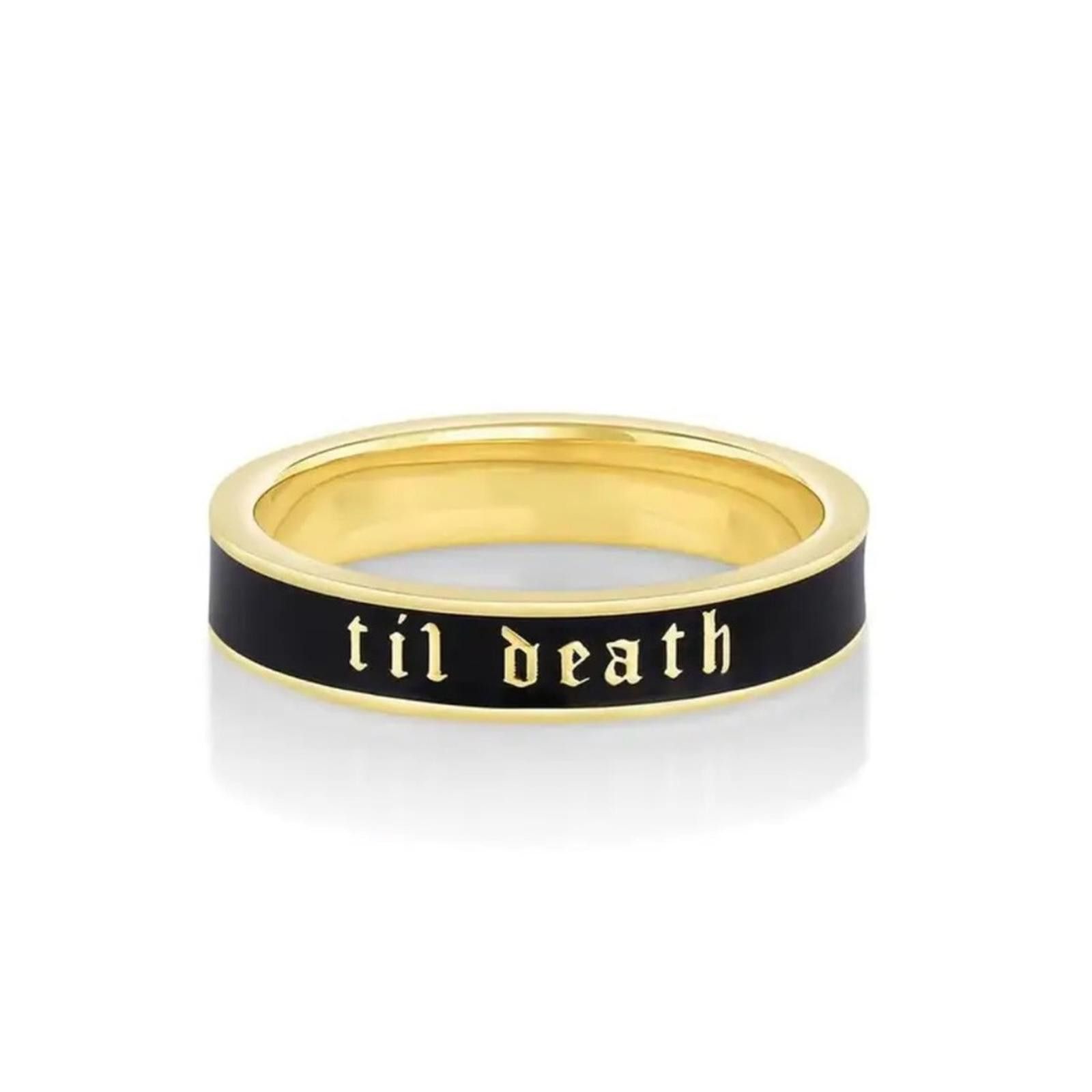 Designer TIL DEATH Gold and Black Bridal Band Size 8 Size ONE SIZE - 1 Thumbnail