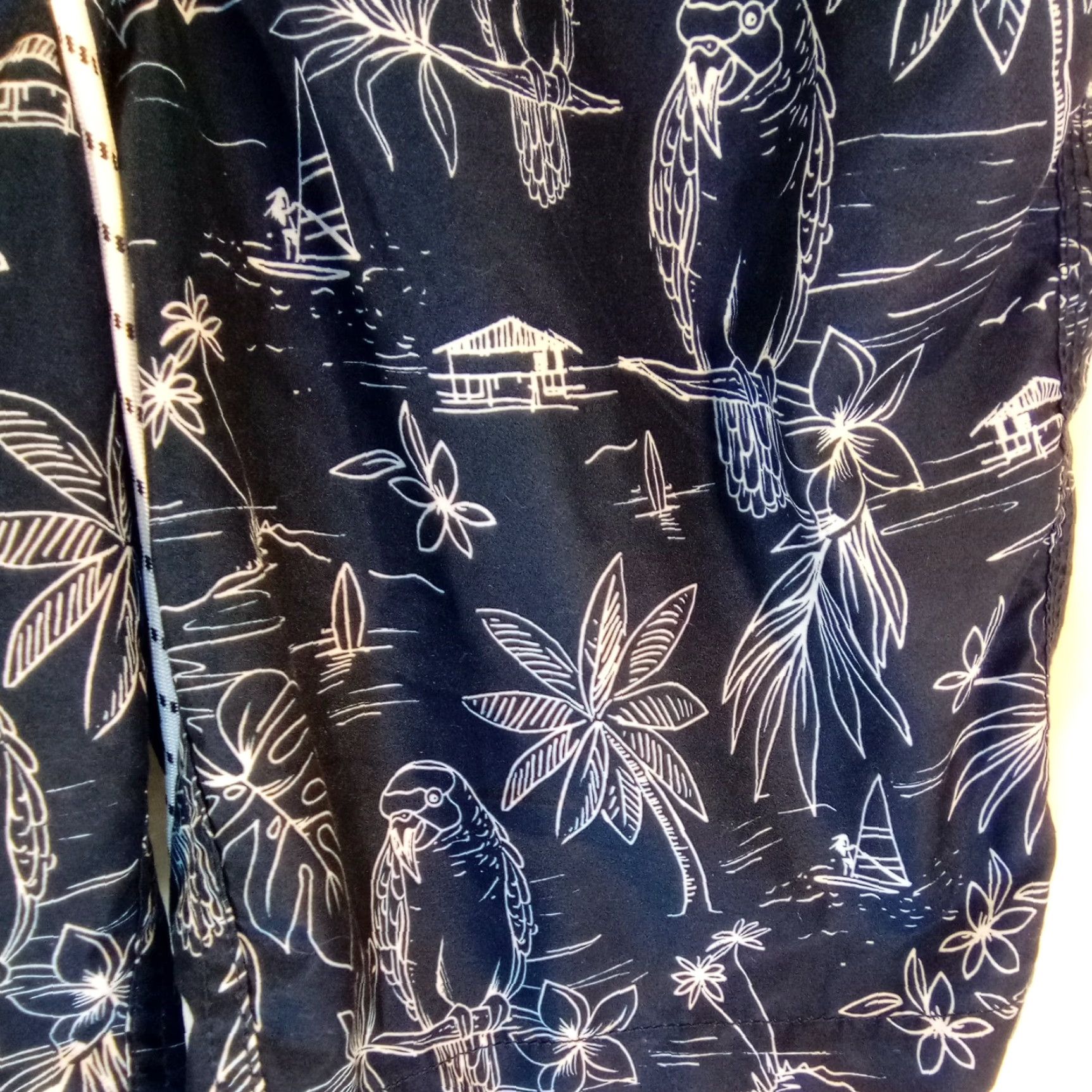 Vintage Goodfellow & Co. Swim Shorts Men 32 Floral Blue Polyester Fast Dry Pockets Drawstring Mid 10in Tropical Tropical Surfer Casual Size US 32 / EU 48 - 4 Thumbnail