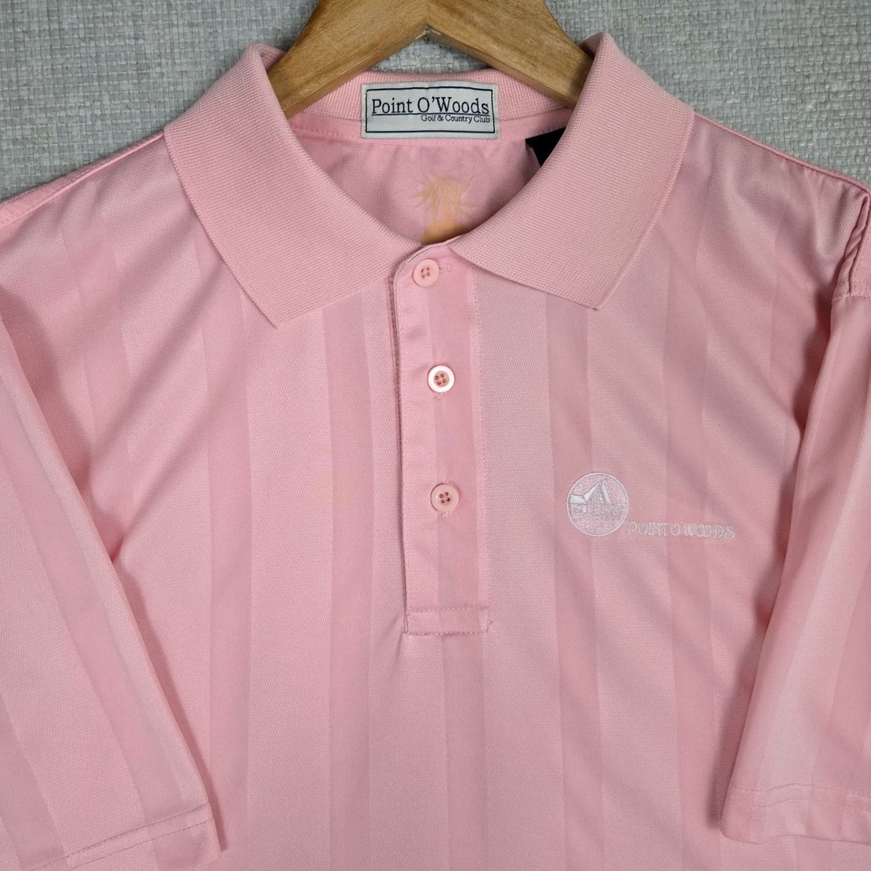Vintage Point o Woods Shirt Mens M Pink MICHIGAN Stripe Polo Size Poly Bamboo Size US M / EU 48-50 / 2 - 2 Thumbnail