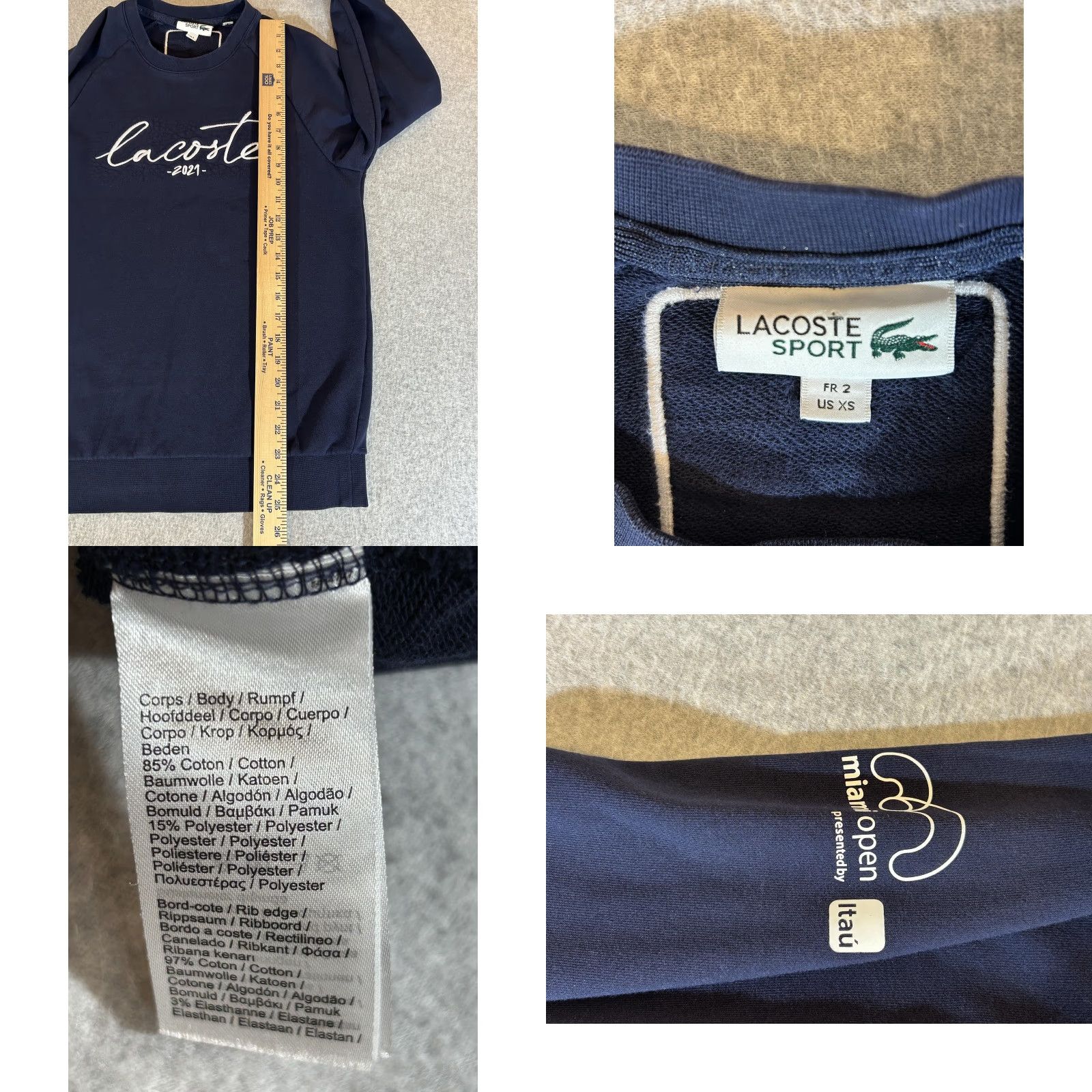 Lacoste Lacoste Sweatshirt Mens XS Blue Miami Open 2021 Tennis Crewneck Preppy Graphic Print Embroidered Logo Pullover Knit Cotton Polyester Spandex Sports Size US XS / EU 42 / 0 - 8 Thumbnail