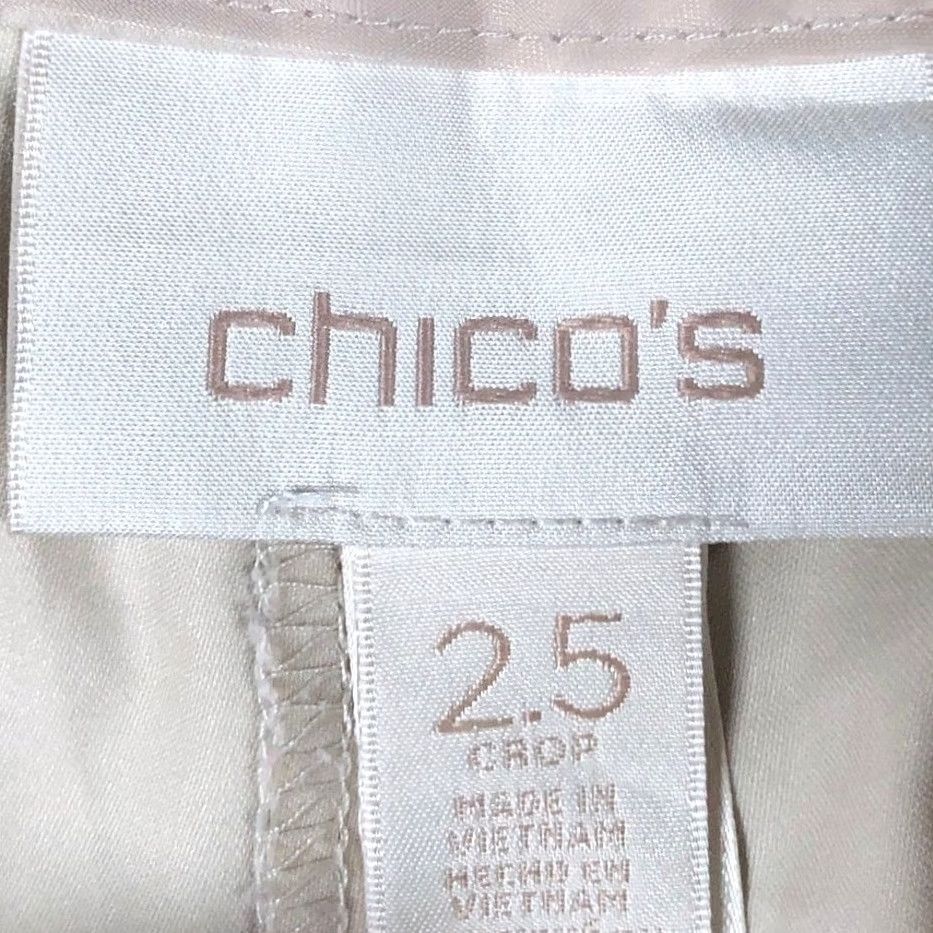 Vintage Chicos Womens Pants Tan High Rise Crop Side Leg Pocket Stretch 2.5 (L) Size 25" / US 0 / IT 36 - 5 Thumbnail