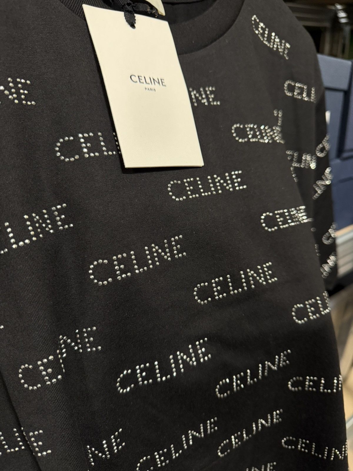 Celine Celine Paris Rhinestone Logo T-Shirt NEW 1300$ Size US S / EU 44-46 / 1 - 2 Thumbnail