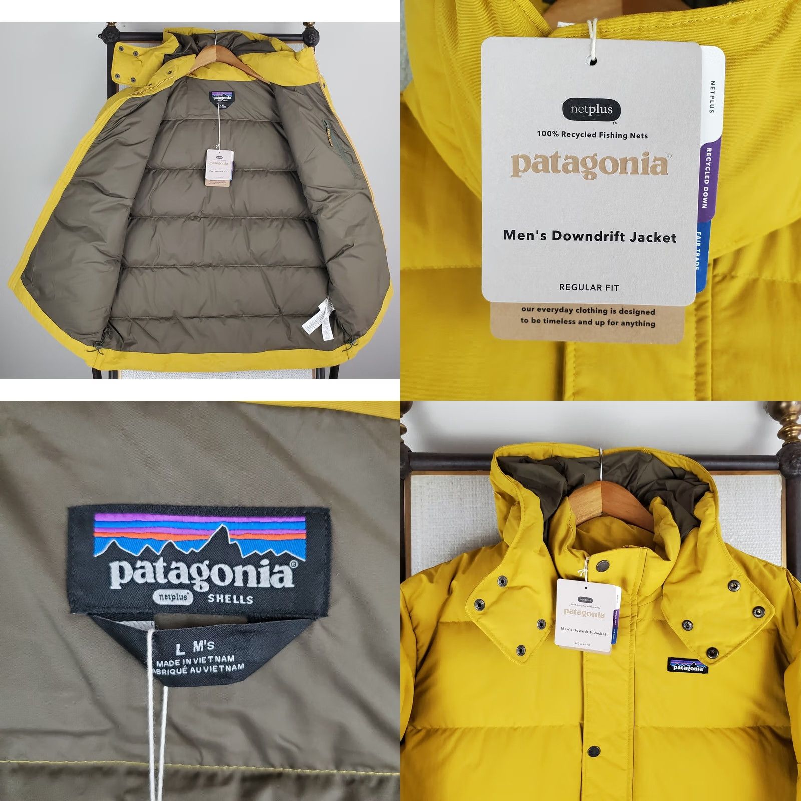 Patagonia PATAGONIA Jacket Mens 600 Down Hooded Downdrift Large Yellow Cabin Gold Winter Down Jacket Coat Size US L / EU 52-54 / 3 - 9 Thumbnail