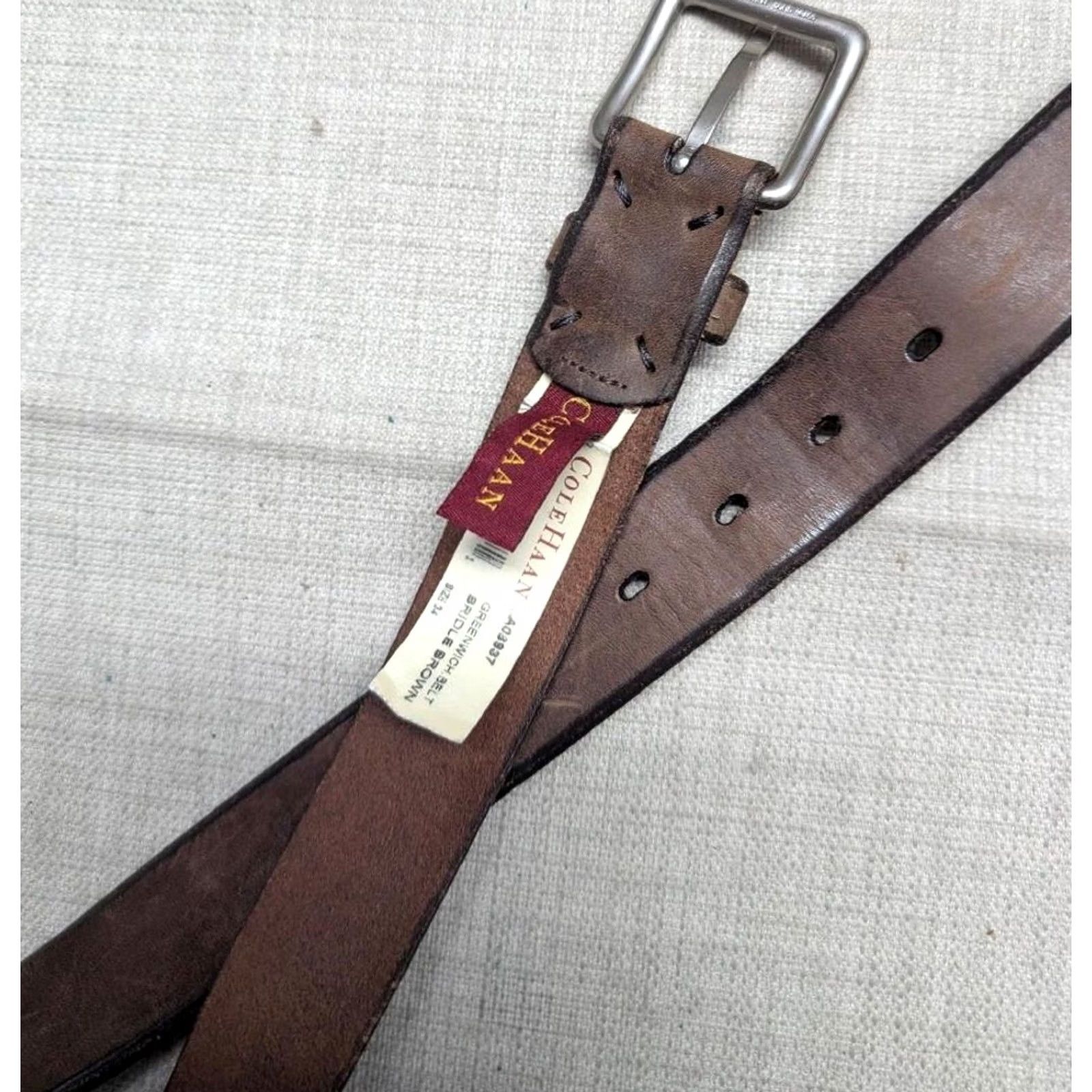 Cole Haan VINTAGE Cole Haan dress belt 34 bridle brown GREENWICH CANADA made COWHIDE leather Mens Size 34 Brown Leather Belt Dress Belt Size 34 - 7 Thumbnail