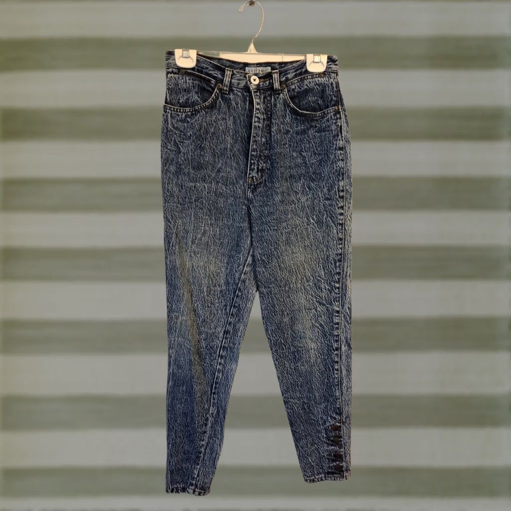 Vintage VINTAGE Stefano Worldwide Acid Wash Snap Denim Jeans 10 Women 80s Blue Snap Closure Tapered N/A Size 32" / US 10 / IT 46 - 1 Thumbnail