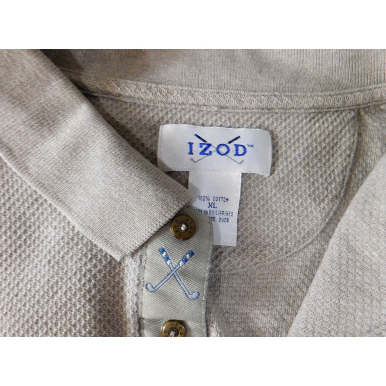 Izod IZOD Polo Shirt XL Beige Mens Classic Logo Golf Button Short Sleeve Knit Cotton Polyester Breathable Easy Care Stretch Vintage: No Size US XL / EU 56 / 4 - 4 Thumbnail