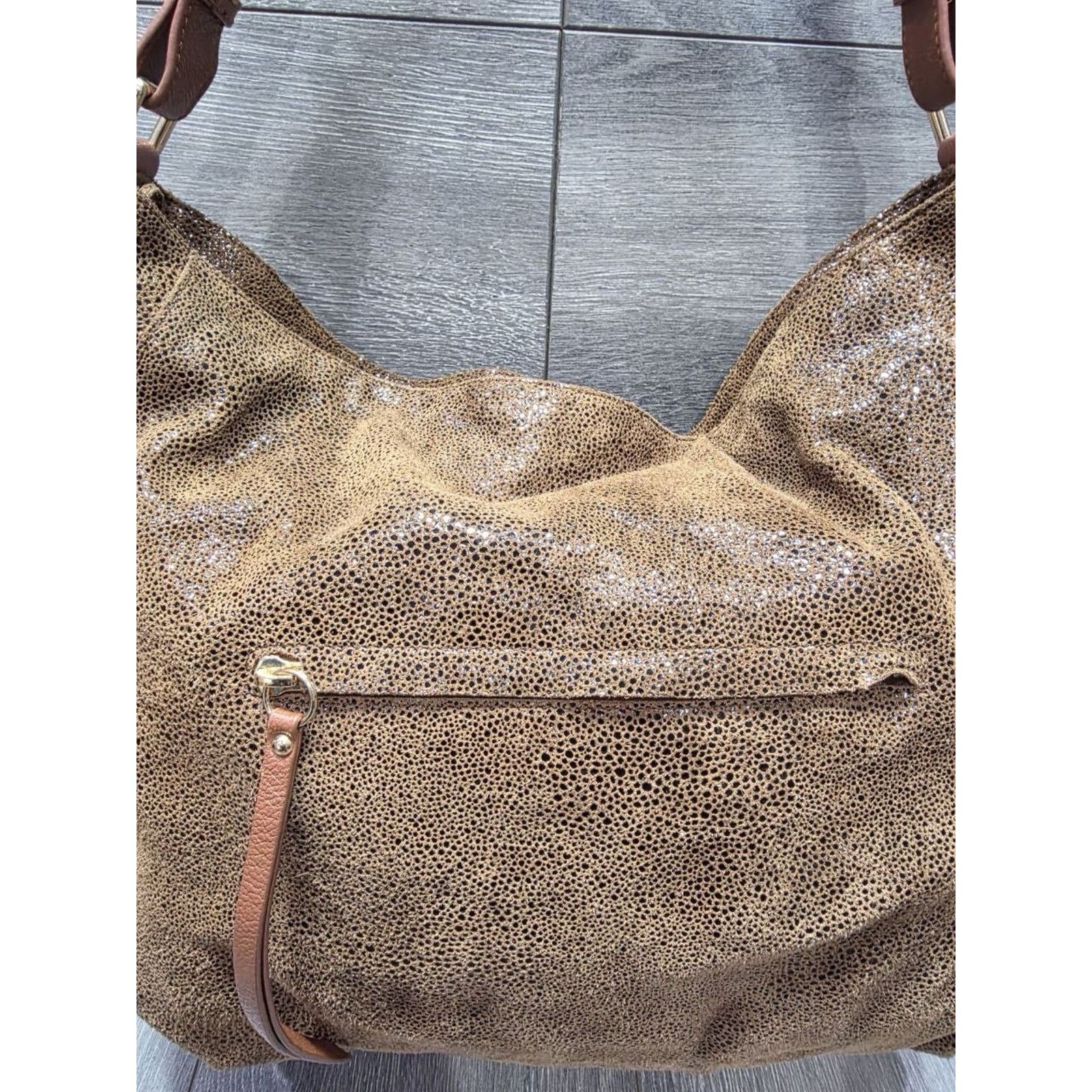 & Other Stories Sorial Sammy Snake Embossed Brown Leather Hobo Bag A000642 Size ONE SIZE - 11 Thumbnail