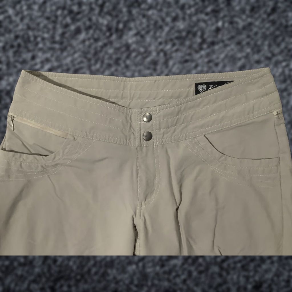 Vintage Kuhl Pants Cropped Women’s Beige Nylon 6 Drawstring Inseam 21 in Casual Hiking Size 28" / US 6 / IT 42 - 1 Thumbnail