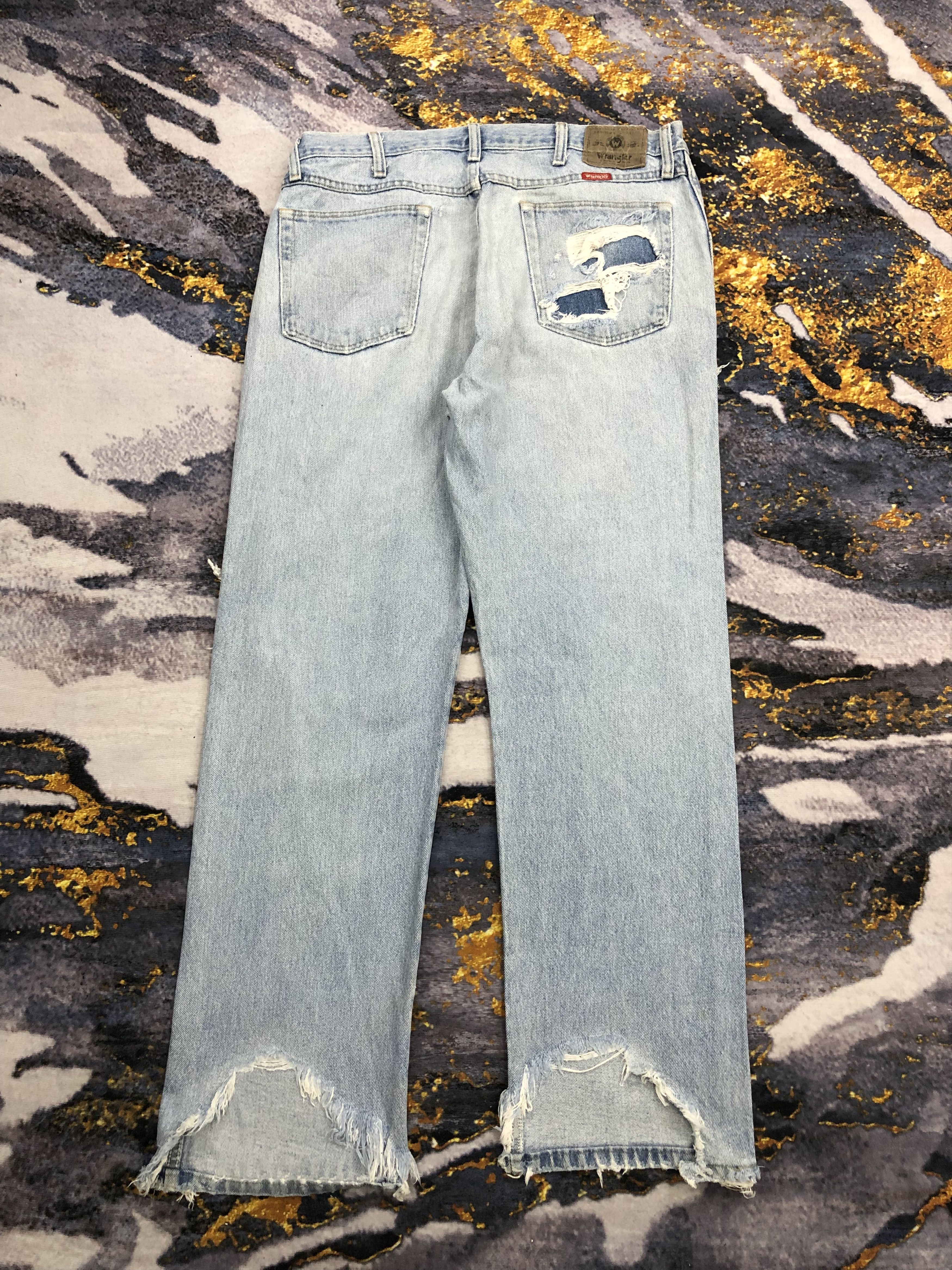 Wrangler Vintage Wrangler Distressed Blue Jeans DPP0075 Size US 37 - 3 Thumbnail