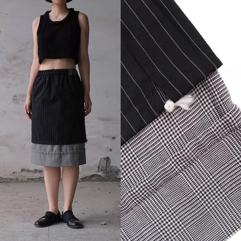 Comme des Garcons Comme Des Garcons size XS Striped plaid stitching skirt Size 23" - 2 Thumbnail