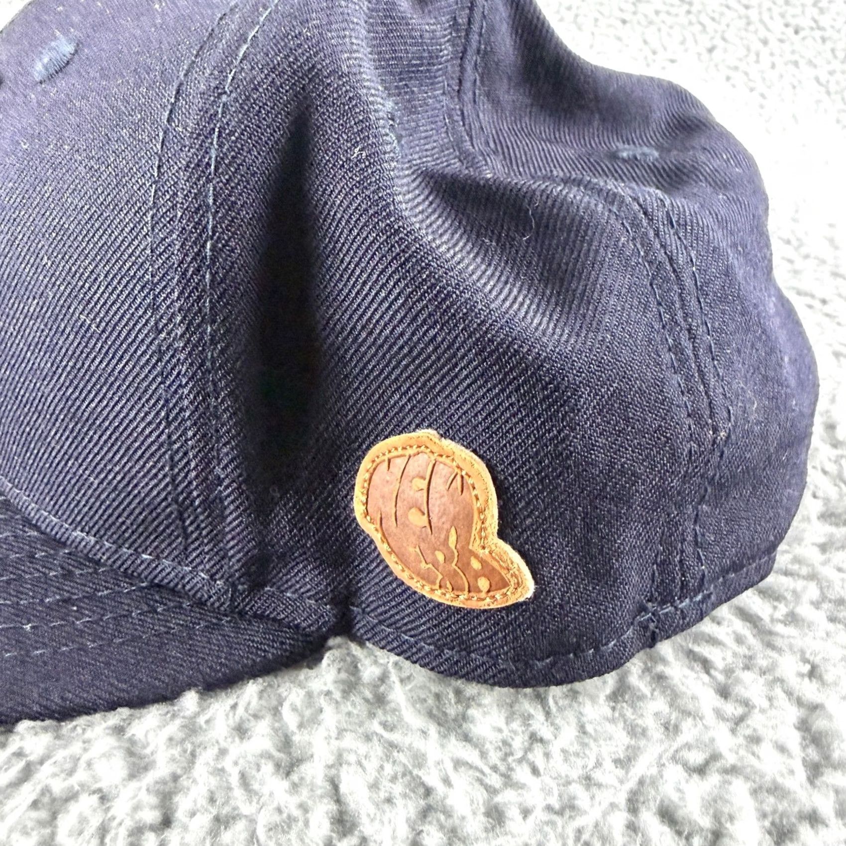New Era New Era 59FIFTY Fitted Hat Mens 7 1/4 Navy Blue NY Yankees Wool Leather Patch Baseball Cap Solid Circa 1990s Mens Size ONE SIZE - 4 Thumbnail