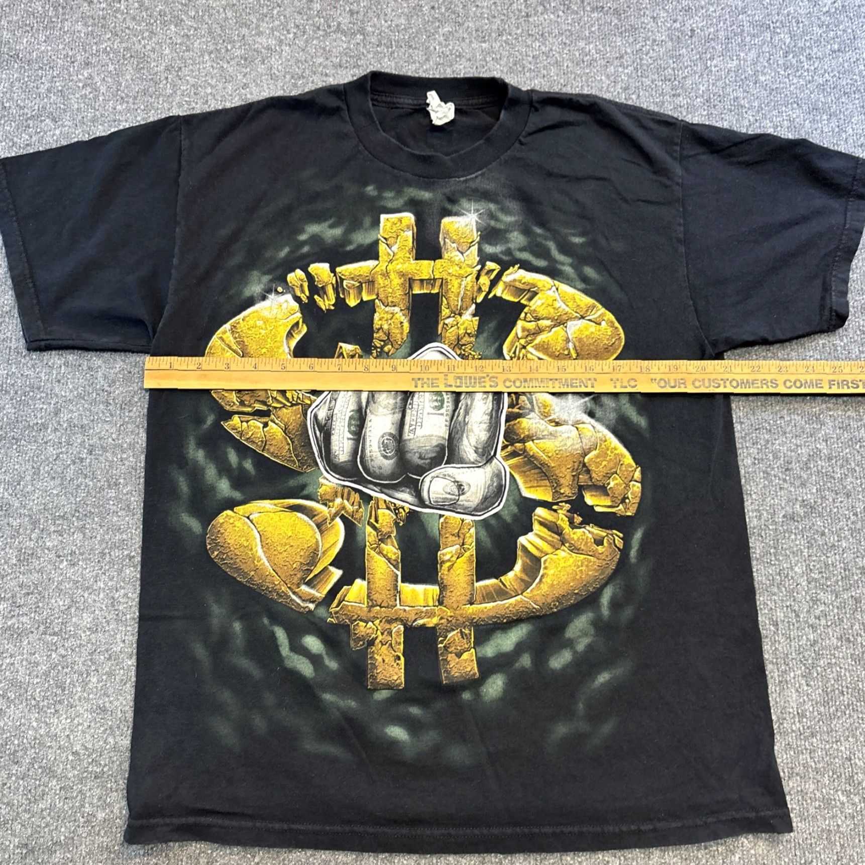 AAA VINTAGE Crumbling Gold Dollar Sign Cash Fist $ Money Benjamin T-Shirt L Men Black 1990s AAA Size L Size US L / EU 52-54 / 3 - 5 Thumbnail