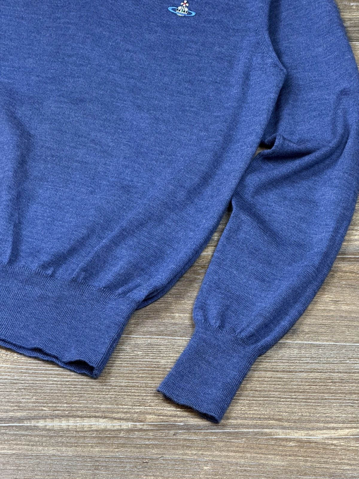 Vivienne Westwood Vivienne Westwood Blue Wool V Neck Sweater Size US S / EU 44-46 / 1 - 6 Thumbnail