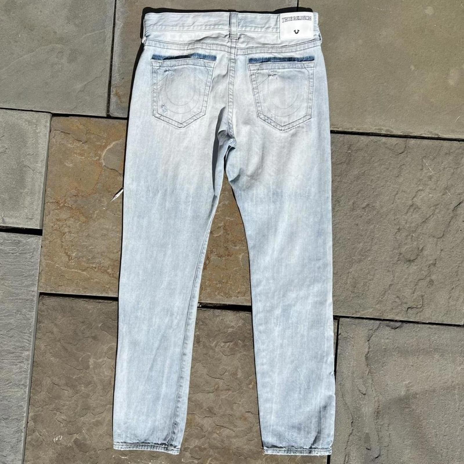 True Religion True Religion Distressed Light Wash Slouchy Tapered Jeans 32 Size US 32 / EU 48 - 5 Thumbnail