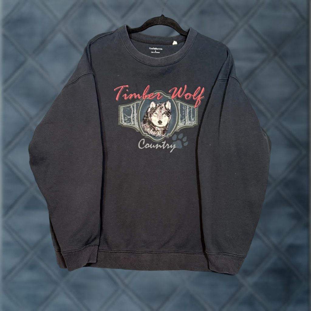 Croft & Barrow VINTAGE Croft & Barrow Sweatshirt Wolf Embroidered Nature Animals Y2K Large Mens Crew Neck Fleece Pullover Black Size US L / EU 52-54 / 3 - 1 Thumbnail