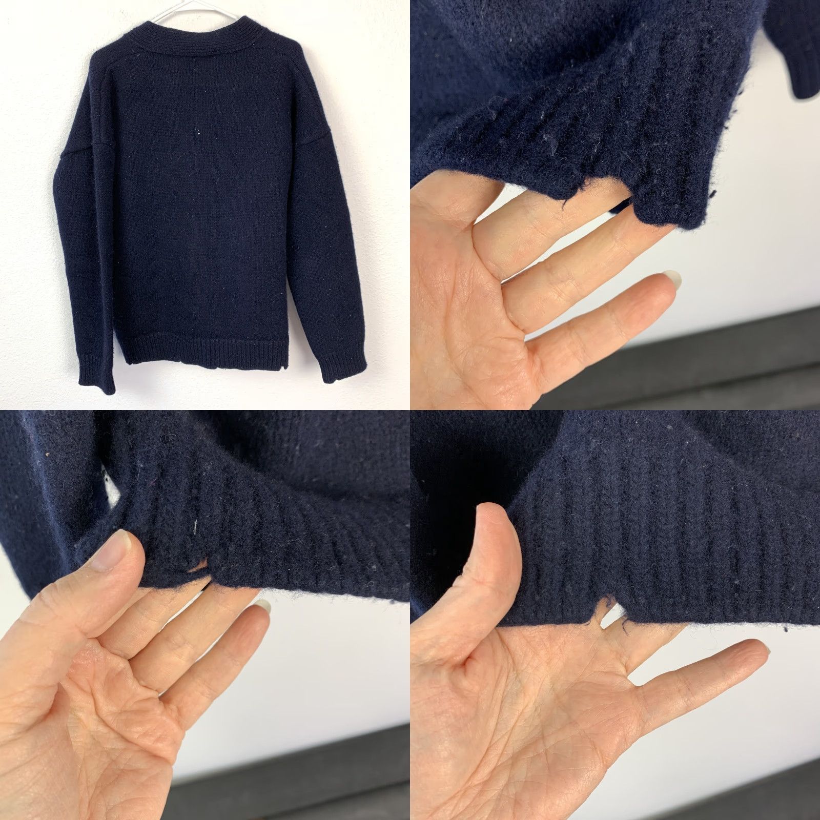 Dsquared2 Dsquared2 Men's Navy Blue V-Neck Wool Cardigan Sweater L Size US L / EU 52-54 / 3 - 8 Thumbnail