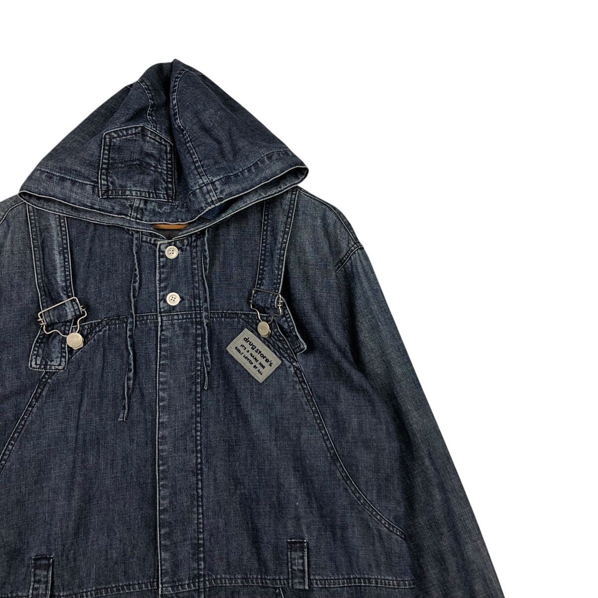 Japanese Brand 📌Vintage Biker Denim Jacket Drug Store's Big Logo Design Size US M / EU 48-50 / 2 - 7 Thumbnail