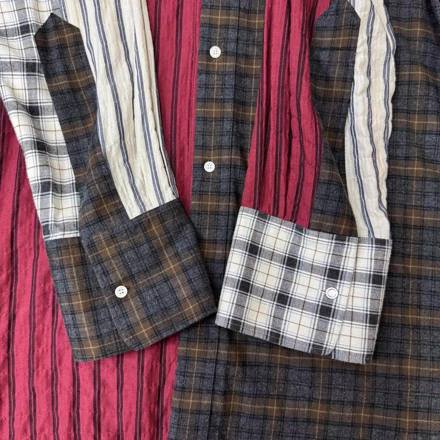 Loewe LOEWE Striped & Check Panel Shirt Q10 Size US S / EU 44-46 / 1 - 3 Thumbnail