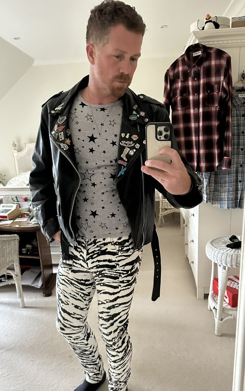 Saint Laurent Paris Grail SS14 Saint Laurent zebra denim jeans Hedi 31 D02 Size US 31 - 3 Thumbnail