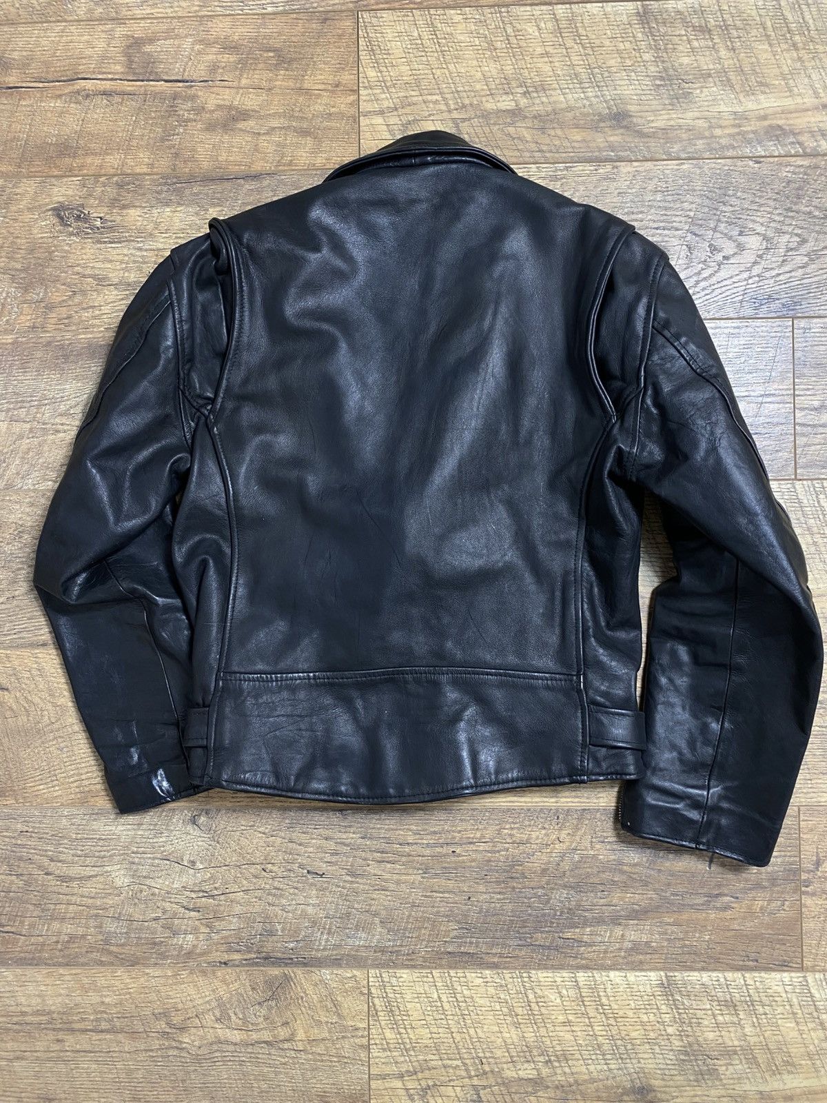 Leather Classic Black Leather Double Rider Biker Jacket Size S, YKK Size US S / EU 44-46 / 1 - 3 Thumbnail