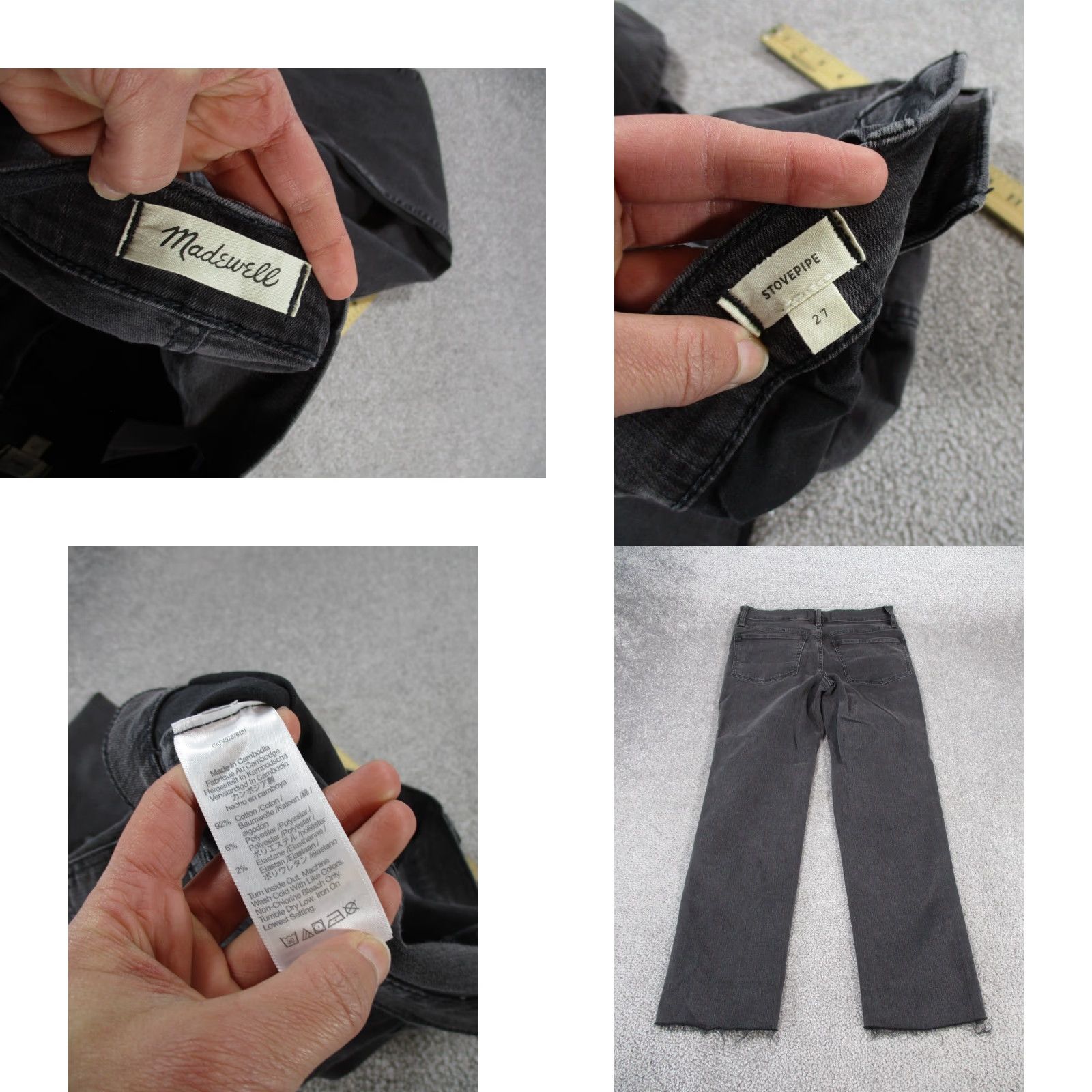 Madewell Madewell Jeans Women's 27 Stovepipe Charcoal Gray Denim Straight High Rise Regular Size 27 Women's Denim - 90s Inspired? (If not 90s, omit) Size 27" / US 4 / IT 40 - 8 Thumbnail
