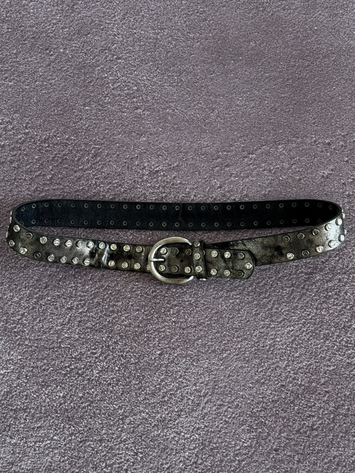 Japanese Brand Vintage Leather Studded Belt Black Metal Diesel style Size ONE SIZE - 1 Thumbnail