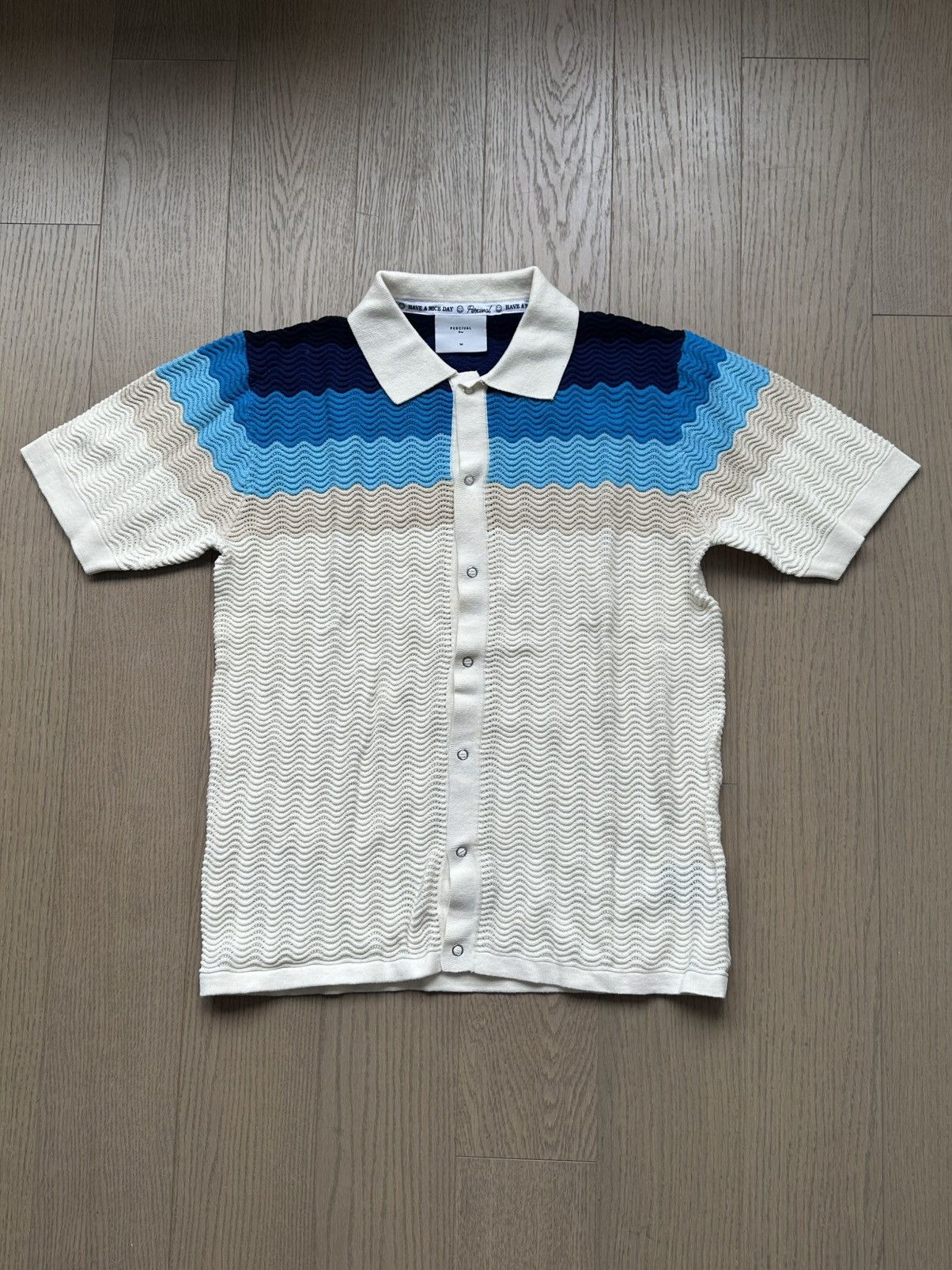 Percival Blue Gum Drop Knit Polo Size US M / EU 48-50 / 2 - 1 Thumbnail