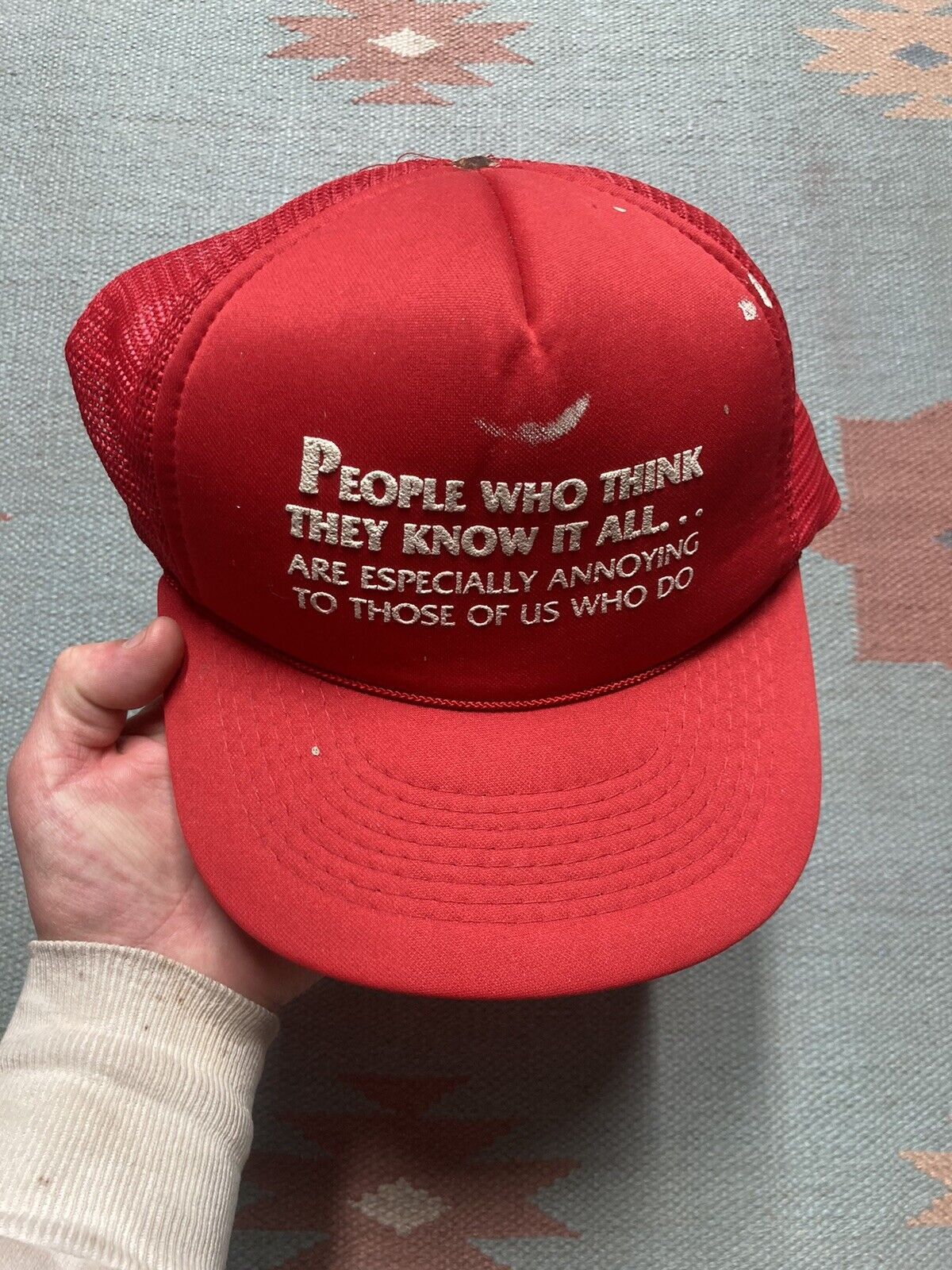 Vintage trucker hat people who think they know it all novelty funny Size ONE SIZE - 3 Thumbnail