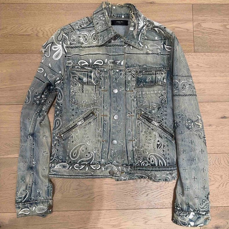 Amiri Amiri Men's Paisley Denim Jacket Size US S / EU 44-46 / 1 - 1 Thumbnail