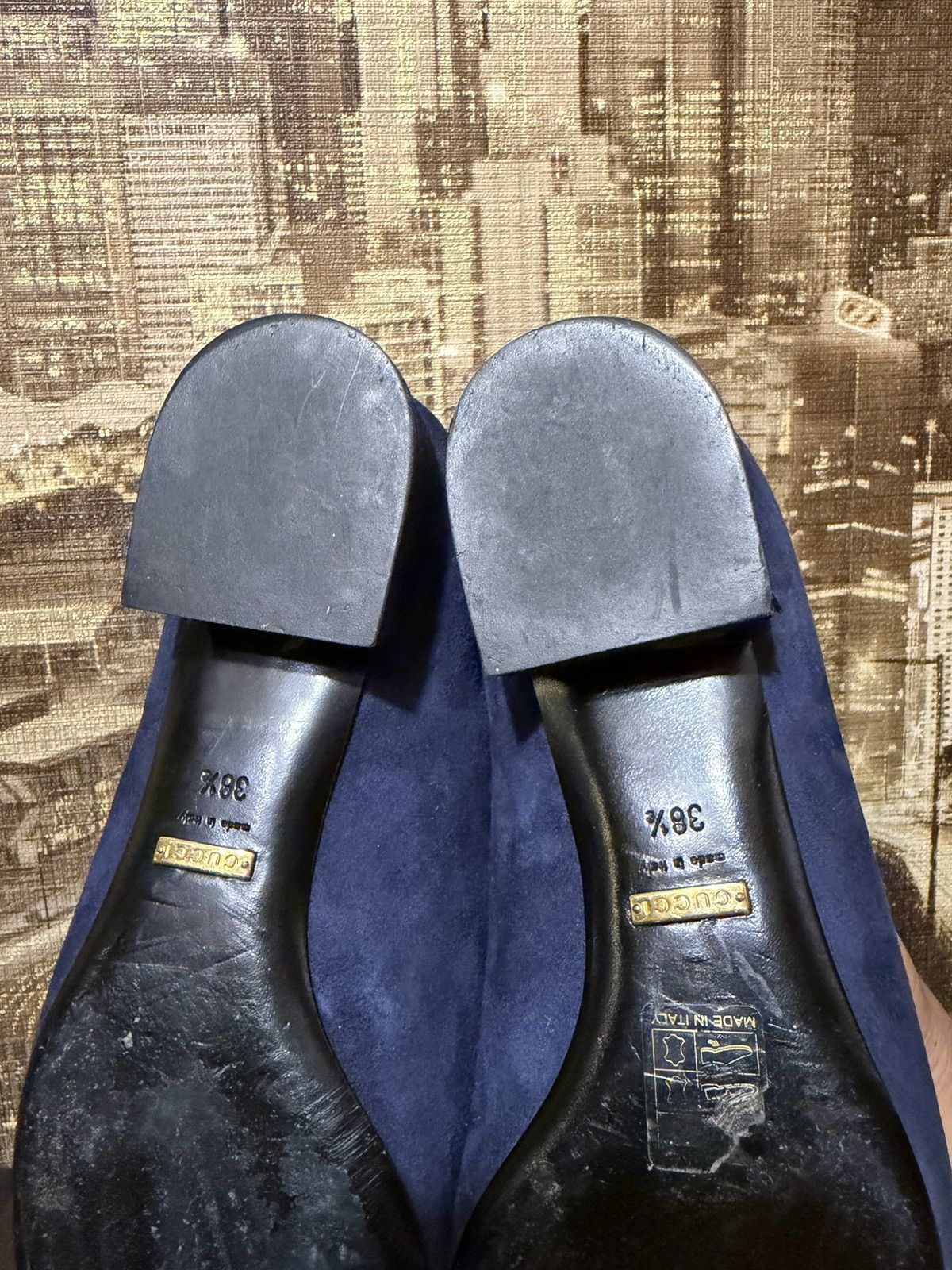 Gucci Gucci Blue Suede Alma Classic Smoking Slippers Size 38 1/2 Size US 6 / IT 36 - 12 Thumbnail