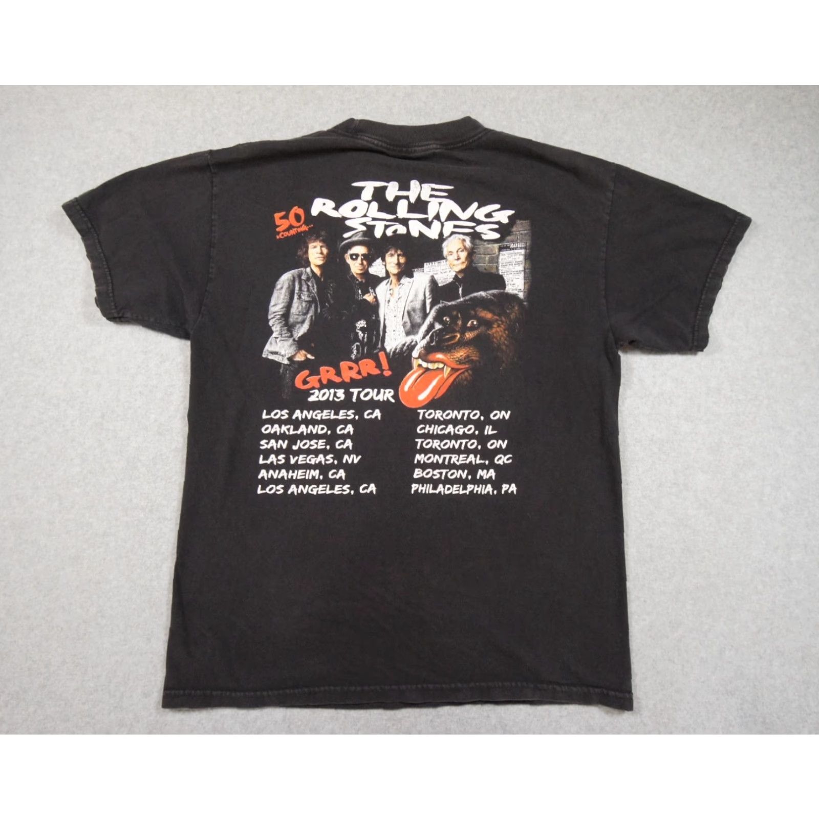 Vintage The Rolling Stones T-Shirt Men's Medium Black Concert Tour 2013 Rock Band Graphic Tee Size US M / EU 48-50 / 2 - 4 Thumbnail